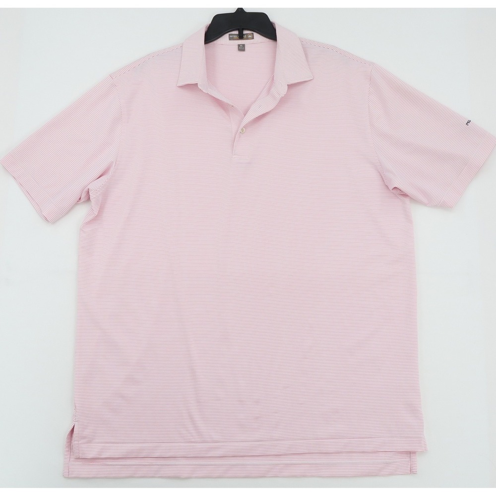 Peter Millar Summer Comfort Pink Stripe Golf Polo Shirt Mens XL Nucor Logo